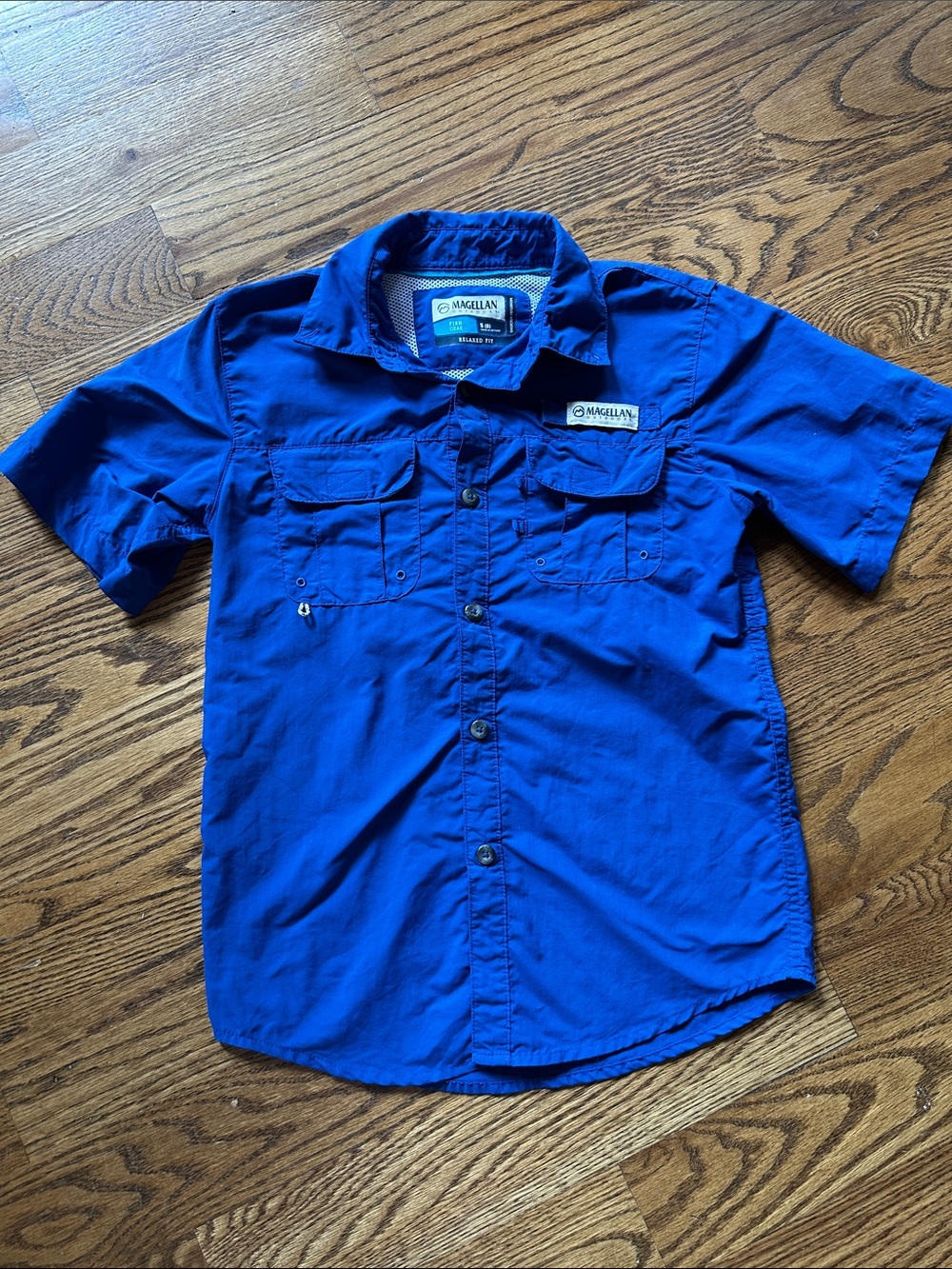 Magellan Outdoors Boys Button-Down Short Sleeve Shirt - Blue